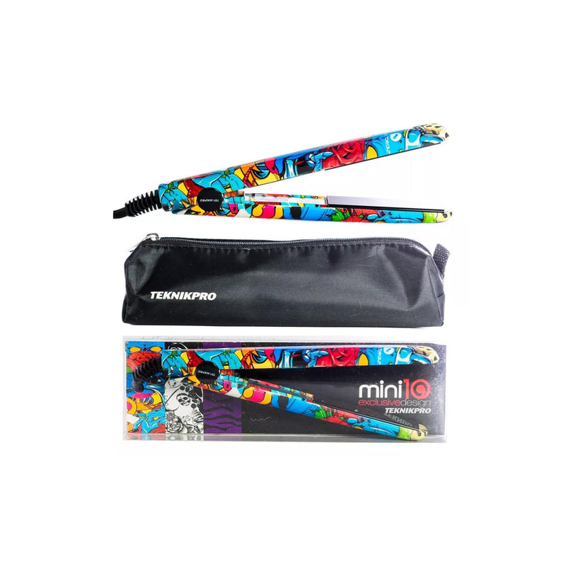 Plancha Alisadora De Viaje TeknikPro Mini Tatoo 17 Cm +Bolso