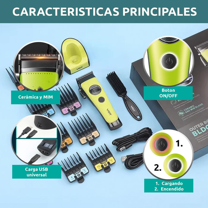 Máquina Cortar Pelo VGR880C Cerámica Motor Rotatech Verde