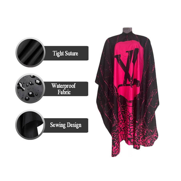 Capa De Peluquería Barber Profesional Rosado Con Negro