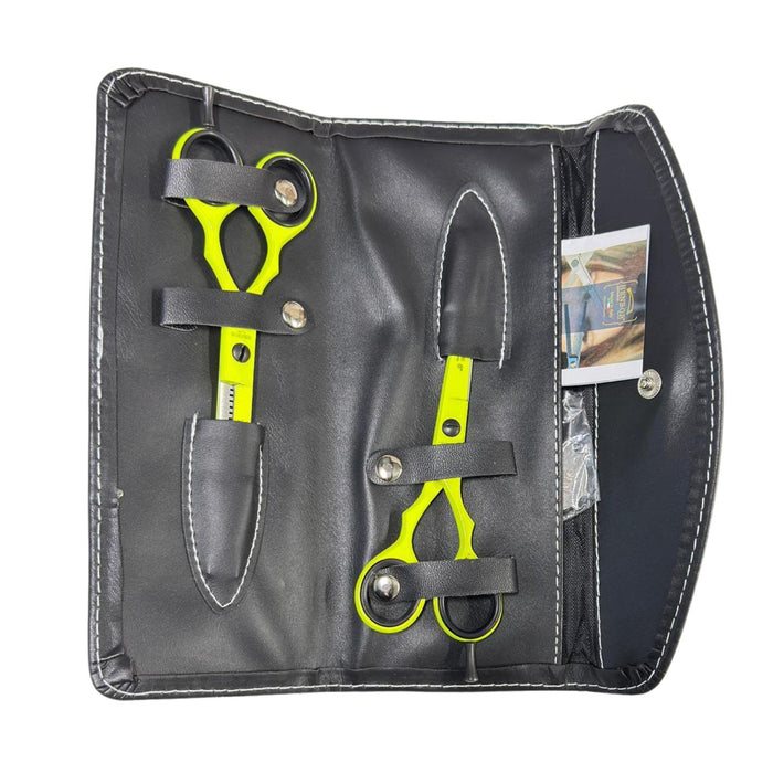 Kit Tijera Henbor Italiana Microdentada Y Esculpidora Neon 6"