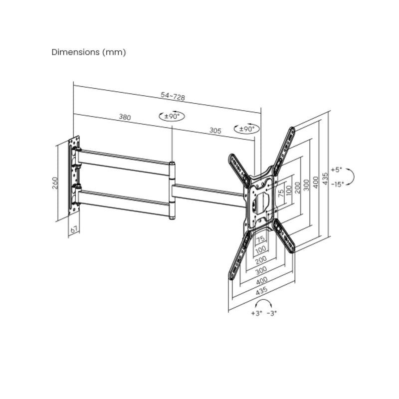 Soporte TV con Brazo Extra Largo 23"-65" Hasta 35 KG