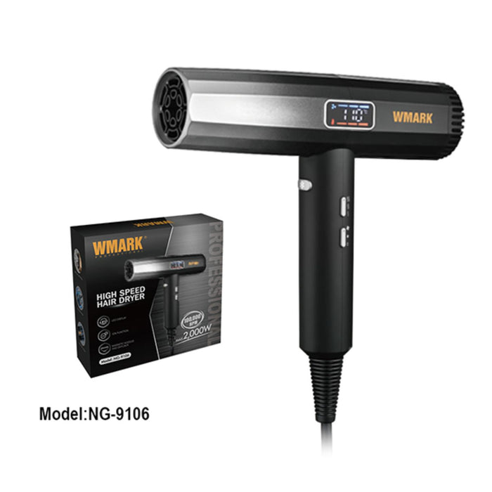 Secador De Cabello Wmark Pro. 2000w Ultra Ligera Silver
