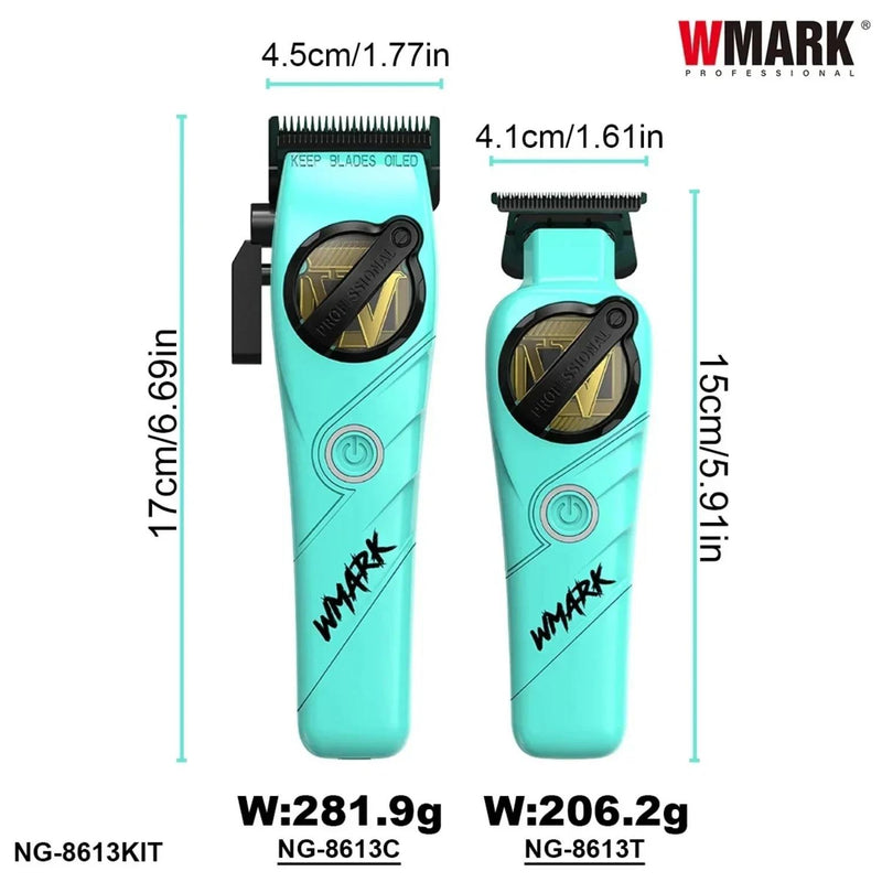 Kit Combo Cortadora De Pelo + Trimmer Wmark NG-8613 Celeste