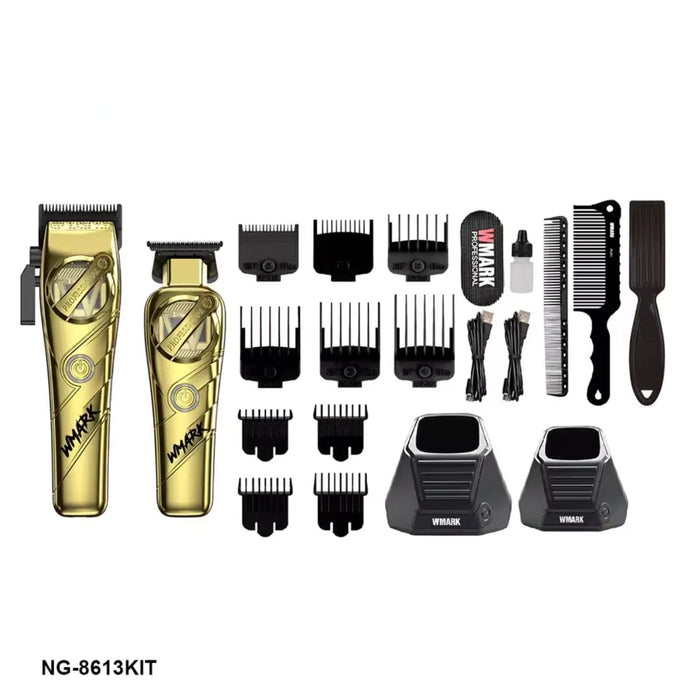 Kit Cortadora De Pelo + Trimmer Detailer Wmark NG-8613 Dorado