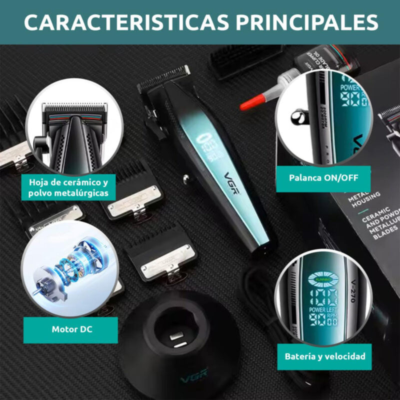 Máquina Patillera Pro VGR V-992 Metal 9000rpm Motor Dc Turbo
