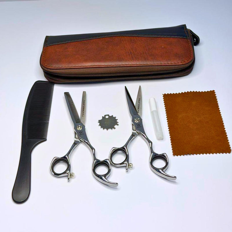 Set de Tijeras Wmark Pro D96-PS026 6″ Con Estuche Y Peineta