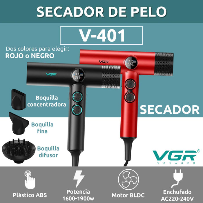 Secador De Pelo Profesional Vgr V-401 110000rpm Frío Calor