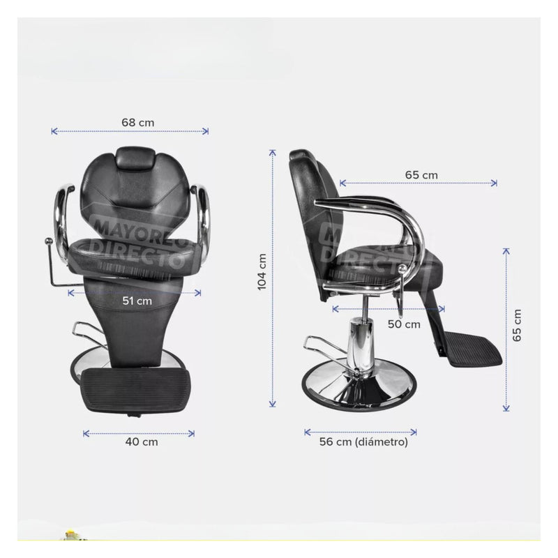 Sillón de Barbero Bling XL Black Reclinable e Hidráulico