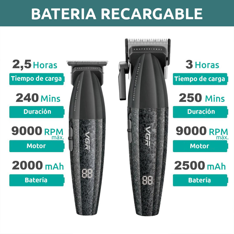 VGR Barber Combo V640S3 Cortadora, Patillera y Afeitadora
