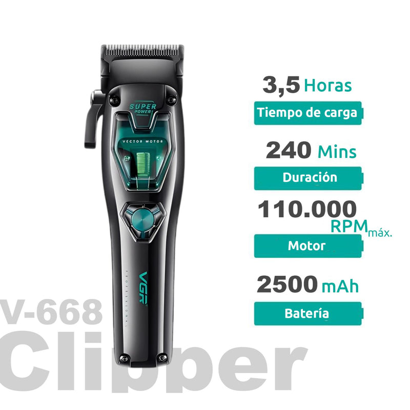 Máquina De Cortar Pelo VGR V-668 Inalámbrica Motor Vector 8000 a 11.000 RPM