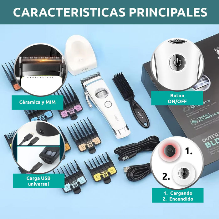 Máquina Cortar Pelo VGR880C Cerámica Motor Rotatech Blanco