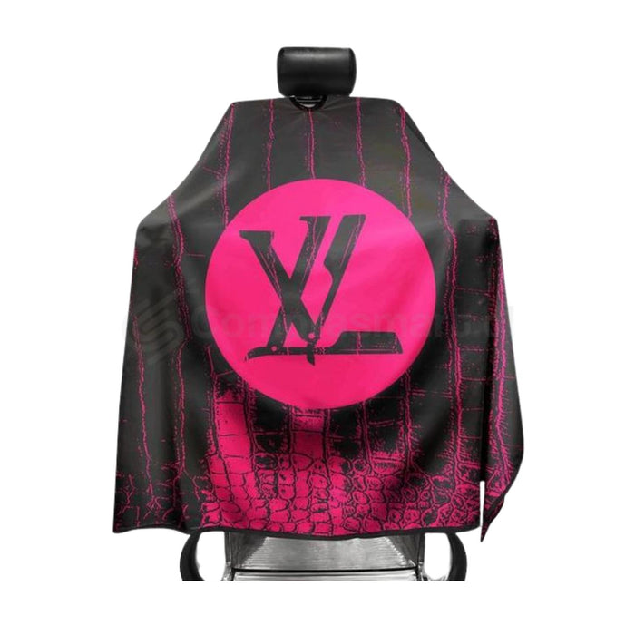 Capa De Peluquería Barber Profesional Rosado Con Negro