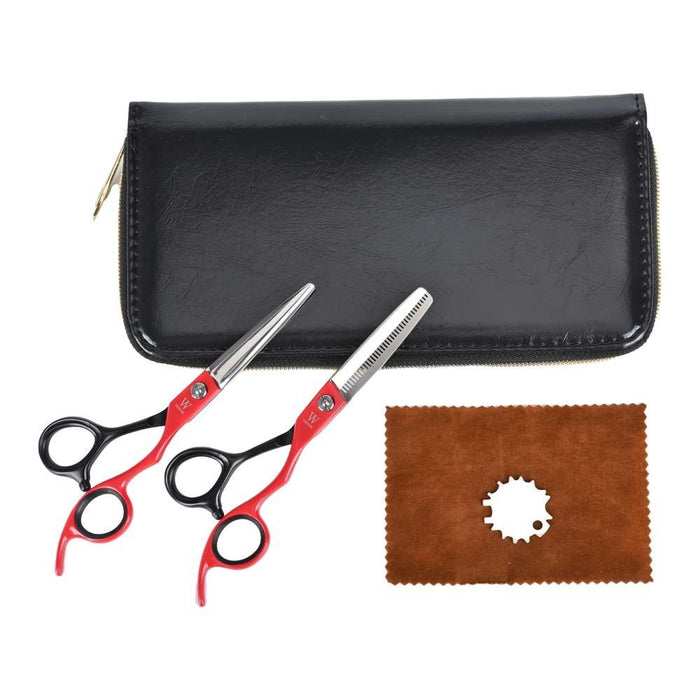 Set de Tijeras Para el Cabello NG-PS006 Wmark Rojo Con Negro