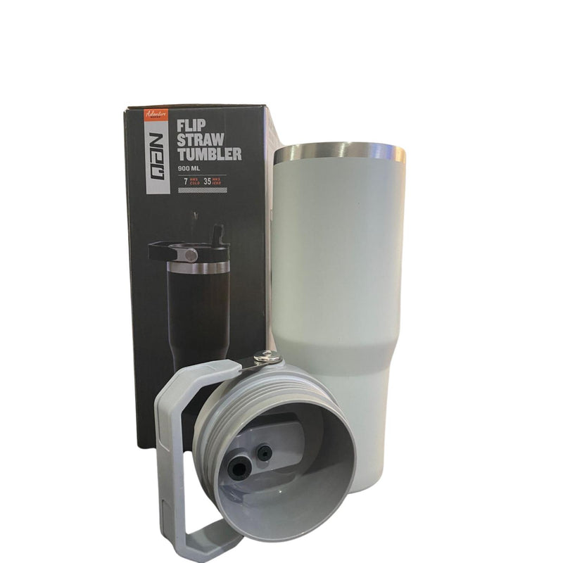 Botella Termica Flip Straw Tumbler 900 Ml Gris Claro