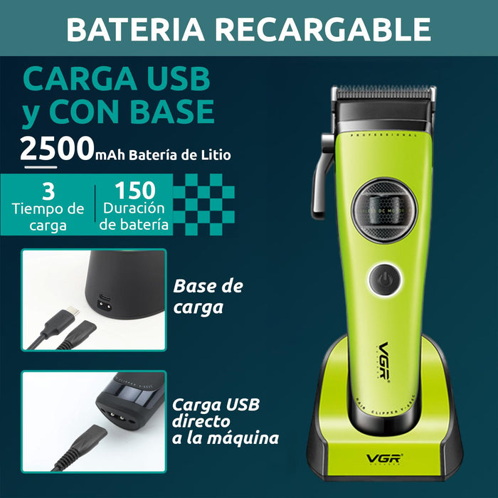 Máquina Cortar Pelo VGR880C Cerámica Motor Rotatech Verde