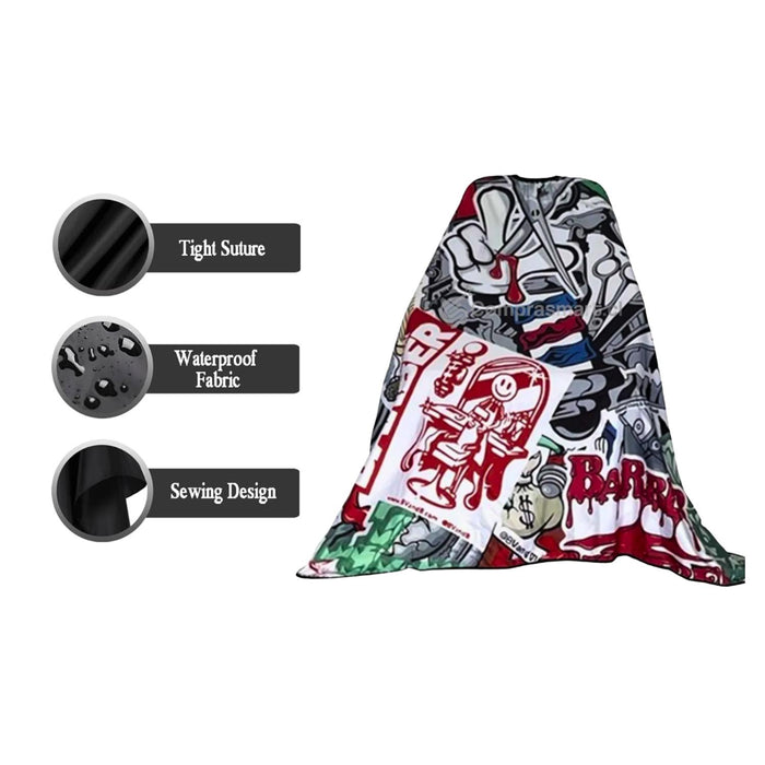 Capa Para Barberia Peluqueria 160cm X 145cm Edición Graffiti