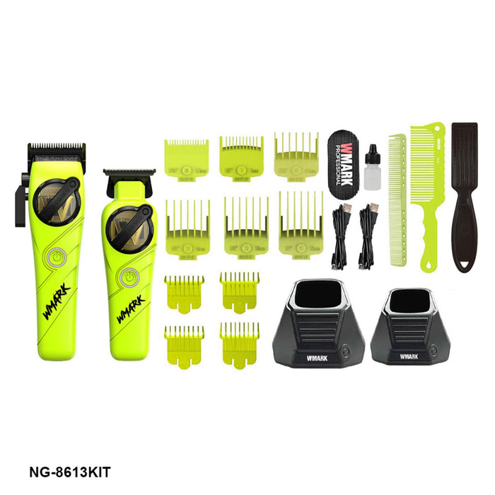 Kit Cortadora De Pelo + Trimmer Detailer Wmark NG-8613 Verde