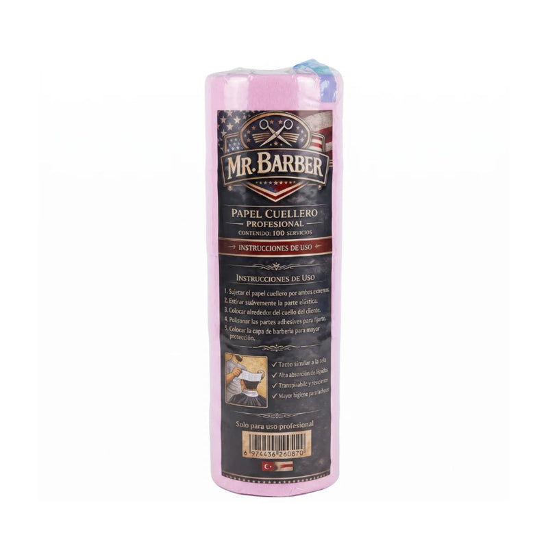 Pack 5 Rollos Papel Cuello Barbería Peluquería Rosado
