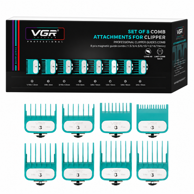 VGR Set 8 Peines Metálicos V-891 para Clipper Profesional