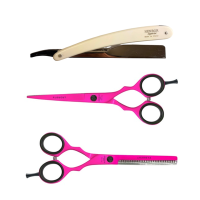 Set Henbor Tijeras Microdentada con Navaja y Estuche