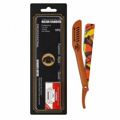 Navaja Barber Pro Porta Hojas Naranja + 5 Hojas