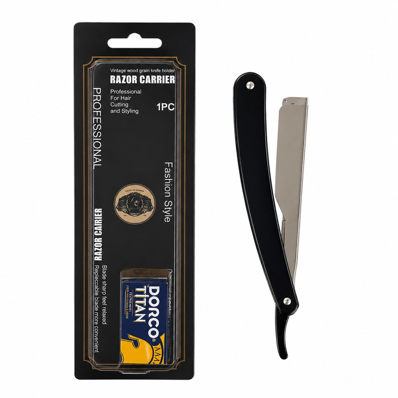Navaja Profesional Porta Hojas Negra para Barbería + 5 Hojas
