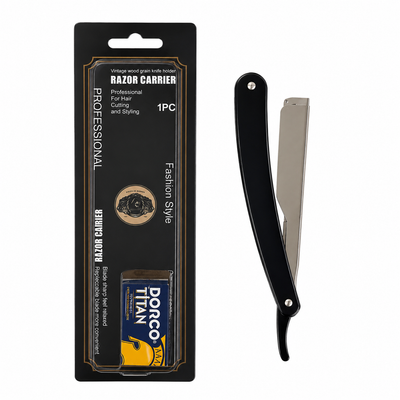 Navaja Profesional Porta Hojas Negra para Barbería + 5 Hojas