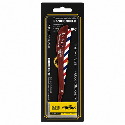 Navaja Profesional Barber Pro Rojo Porta Hojas + 5 Hojas