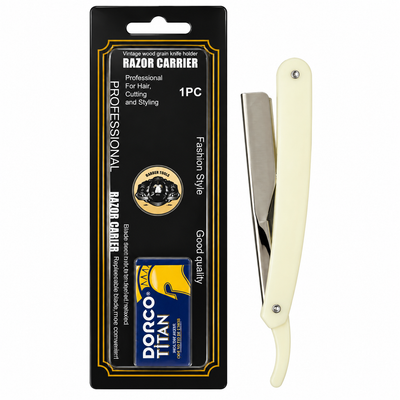 Navaja Profesional Porta Hojas Blanca para Barbería