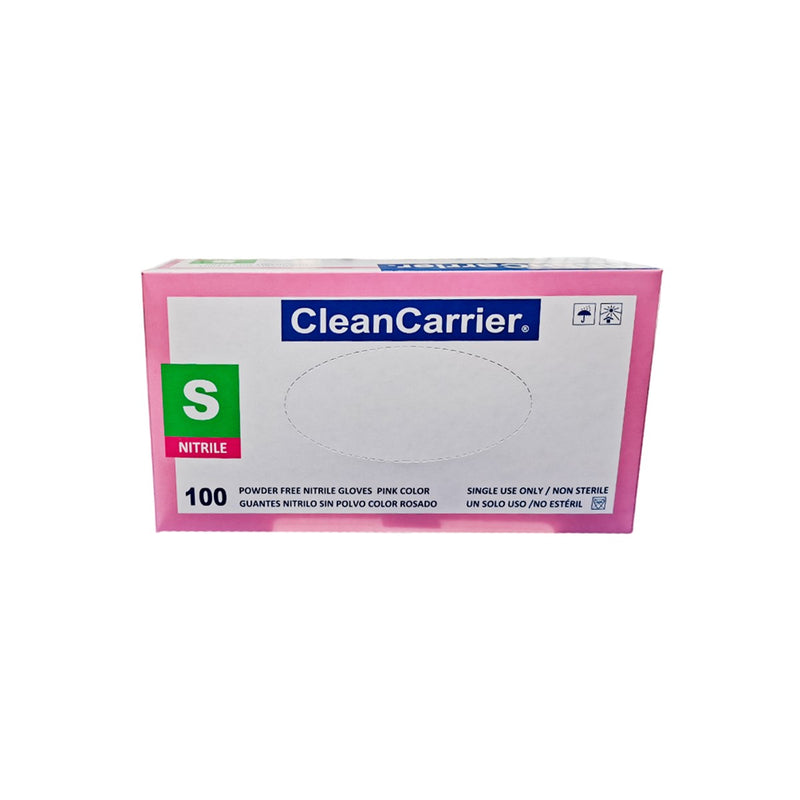 Guantes De Nitrilo Rosado Clean Carrier 100un Talla S