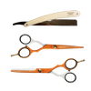 Set Tijeras Henbor Corte y Pulir Blanco Naranja con Porta Navaja Naranja