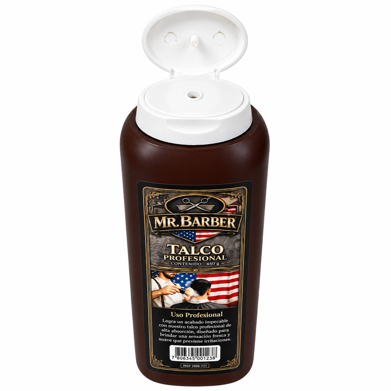 Talco Profesional Mr Barber Barbería 450g Refrescante