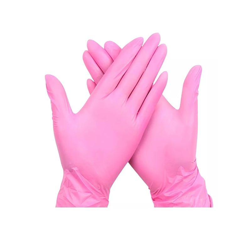 Guantes De Nitrilo Rosado Clean Carrier 100un Talla S