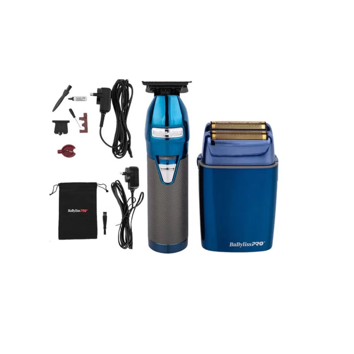 Combo Babyliss Pro Blue Maquina De Cortapelo + Trimmer + Shaver