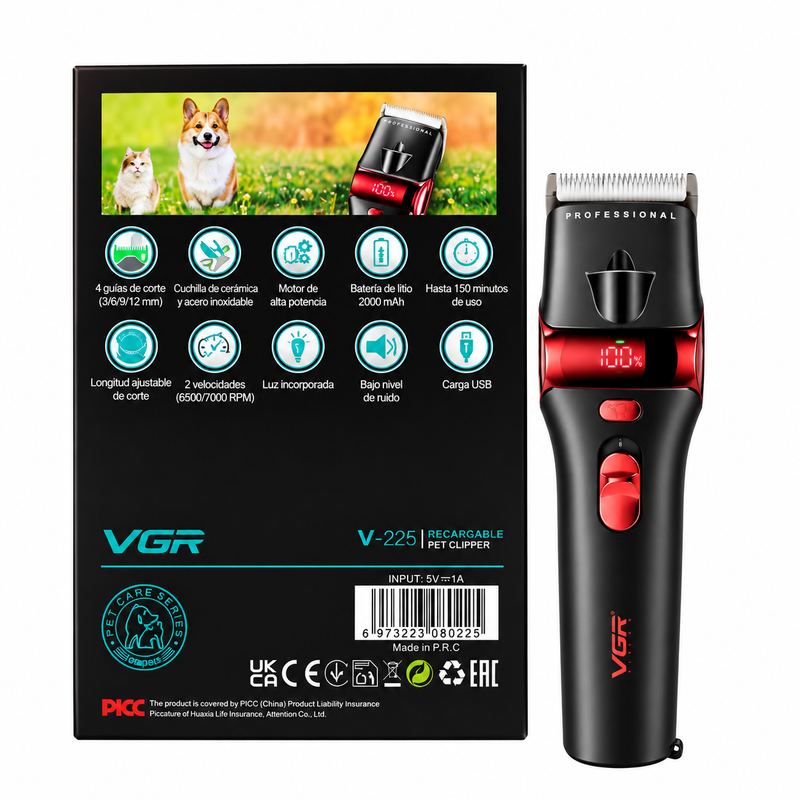 Cortapelo para Mascotas VGR V-225 Rojo Recargable