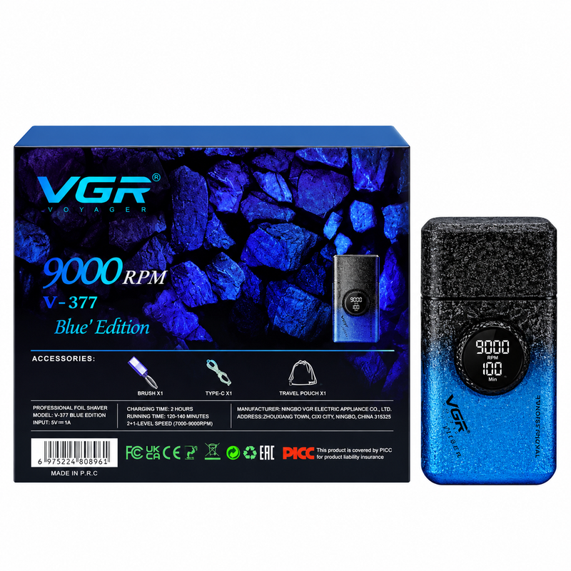 Afeitadora Profesional VGR V-377 Shaver Azul 9000 RPM