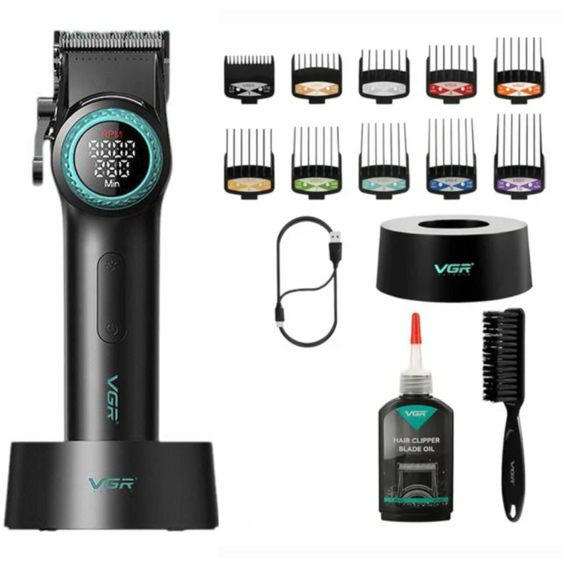 Barber Combo Negro VGR Pro. Cortapelo V-001 + Patillera V-977