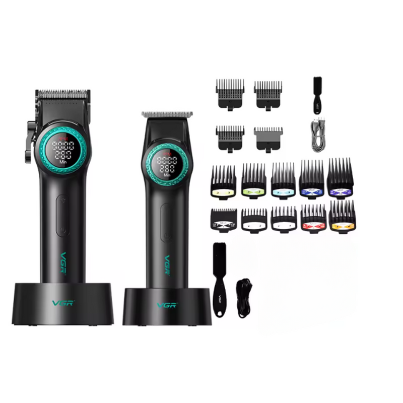 Barber Combo Negro VGR Pro. Cortapelo V-001 + Patillera V-977