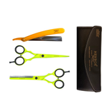 Kit Tijera Henbor Italiana Microdentada Y Esculpidora Neon 6"
